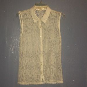 Sheer floral button up